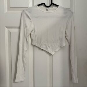 Garage White Long Sleeve Crop Top